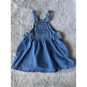 Baby Gap Blue Jeans Denim Overall Dress Medium Wash Cotton Toddler 24-30 Months